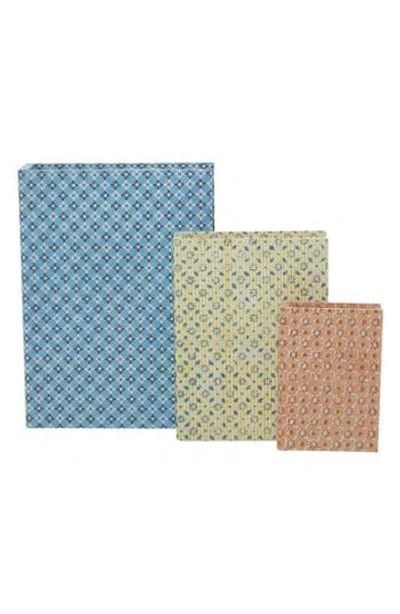 Sonoma Sage Home Set Of 3 Vintage Canvas Decorative Keepsake Boxes In Blue Multi Colored
