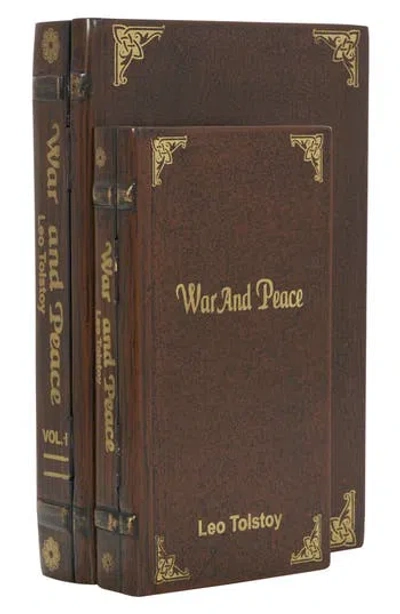 Sonoma Sage Home Set Of 3 War & Peace Decorative Keepsake Boxes In Brown