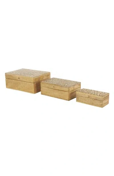Sonoma Sage Home Set Of Three Hand Carved Storage Boxes In Brown