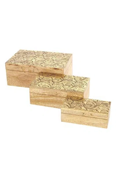 Sonoma Sage Home Set Of Three Hand Carved Storage Boxes In Brown