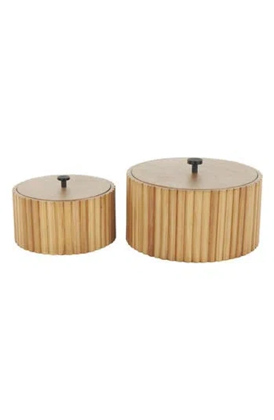 Sonoma Sage Home Set Of Two Handmade Wood Slatted Storage Bins In Brown