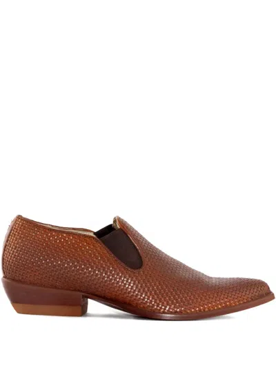 Sonora 30mm Woven Leather Slip-on Boots In Brown