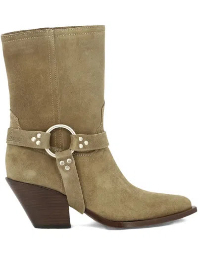 Sonora 60mm Atoka Belt Suede Boots In Neutral