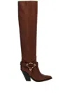Sonora 'acapulco Belt' Knee High Leather Boots In Brown