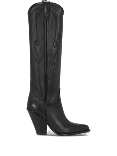 Sonora 90mm Leather Embroidered Cowboy Boots In Black