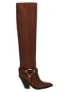 Sonora 'acapulco Belt' Knee High Leather Boots In Brown