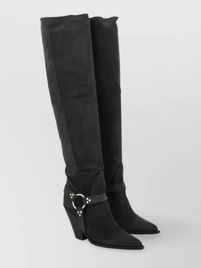 Sonora Acapulco Belt Cone Heel Over-the-knee Boots In Black
