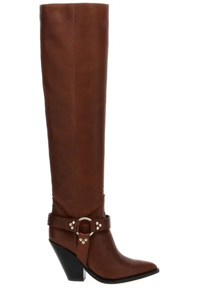 Sonora 'acapulco Belt' Knee High Leather Boots In Brown