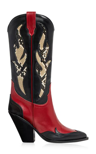 Sonora Angel Fire Python-effect Leather Western Boots In Multi