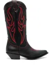 Sonora Embroidered Suede Western Boots In Black