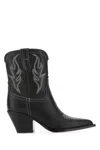 Sonora Embroidered Leather Ankle Boots With Pointed Toe In Black