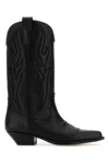 Sonora Black Leather Santa Fe Boots In Black