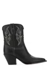 Sonora Embroidered Leather Ankle Boots With Pointed Toe In Black