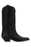 Sonora Black Leather Santa Fe Boots In Black