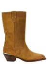 Sonora Suede Ankle Boots With Western Stitching In Brown