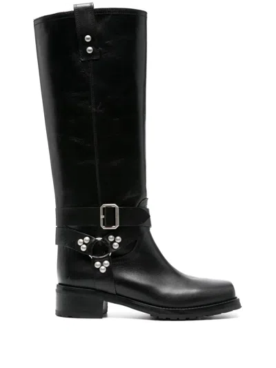 Sonora Black Leather El Paso Belt Boots