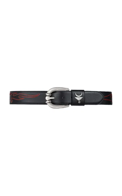 Sonora Inan Flames Leather Belt In Black