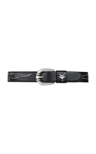 Sonora Inan Flames Leather Belt In Black