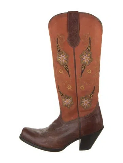 Pre-owned Sonora Leather Colorblock Pattern Western Boots In Multi