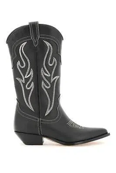 Pre-owned Sonora Leather Santa Fe Boots In Black Ecru`