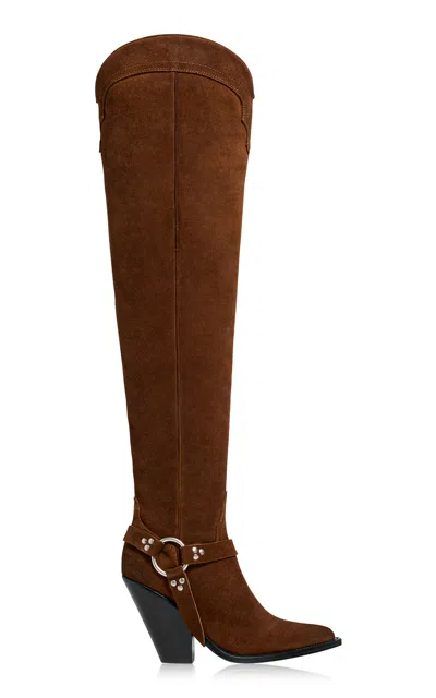 Sonora Reynosa Suede Over-the-knee Western Boots In Brown