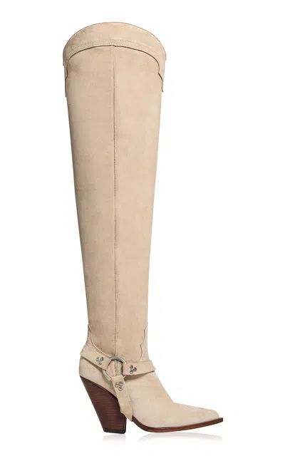 Sonora Reynosa Belt 90mm Suede Boots In Nude
