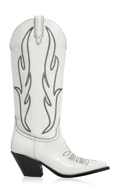 Sonora Ruidoso Embroidered Leather Western Boots In White