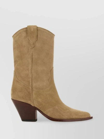 Sonora Santa Clara Western Stitched Suede Boots In Taupe