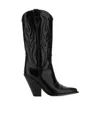 Sonora Black Leather Santa Fe Boots In Black