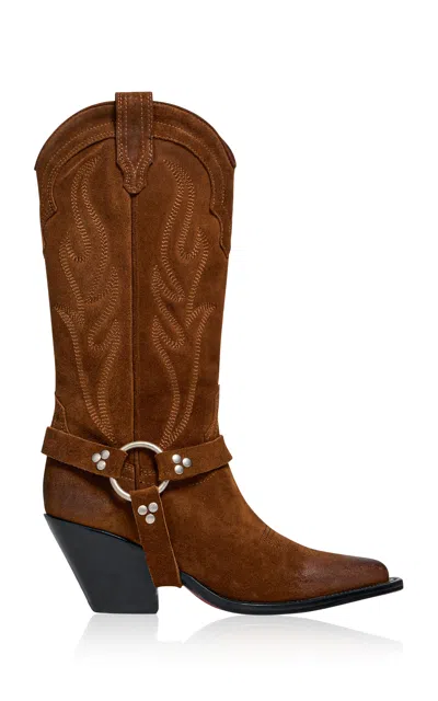 Sonora Santa Fe Belted Suede Boots In Brown