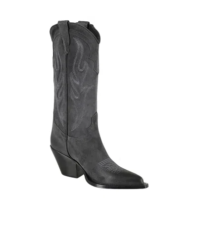 Sonora Santa Fe Logo Boots In Off Black