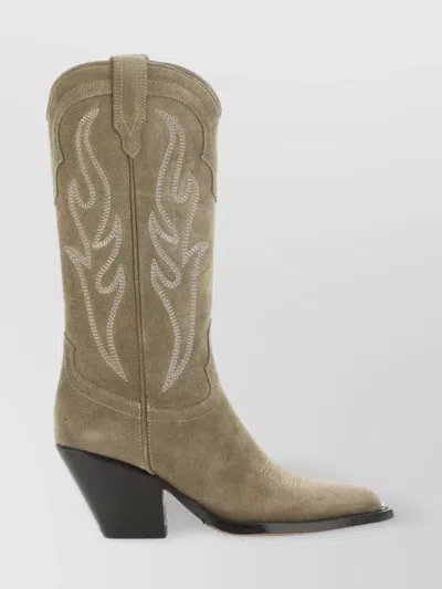 Sonora Suede Cuban Heel Mid-calf Boots In Brown