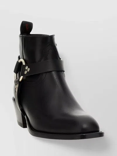SONORA LEATHER DULCE BELT ANKLE BOOTS