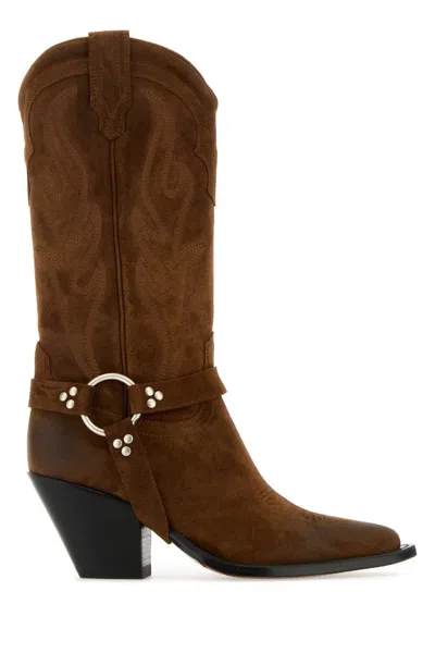 Sonora Western Suede Belt Boots With 8 Cm Heel In Black