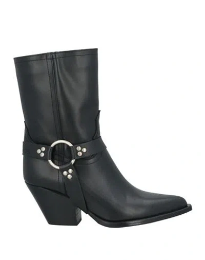 SONORA SONORA WOMAN ANKLE BOOTS BLACK SIZE 8 LEATHER