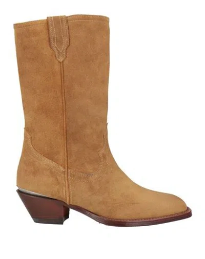 Sonora Woman Ankle Boots Camel Size 10 Leather In Beige