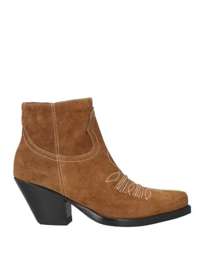 Sonora Woman Ankle Boots Camel Size 8 Leather In Beige