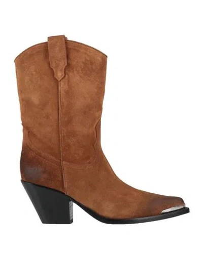Sonora Woman Ankle Boots Camel Size 9 Leather In Multi