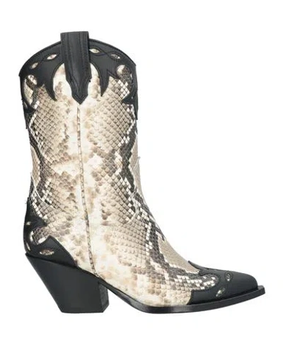 Sonora Woman Ankle Boots Khaki Size 6 Leather In Beige