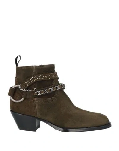 Sonora Woman Ankle Boots Military Green Size 8 Leather
