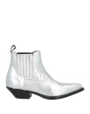 Sonora Woman Ankle Boots Silver Size 8 Leather In Silver