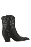 Sonora Embroidered Leather Ankle Boots With Pointed Toe In Black