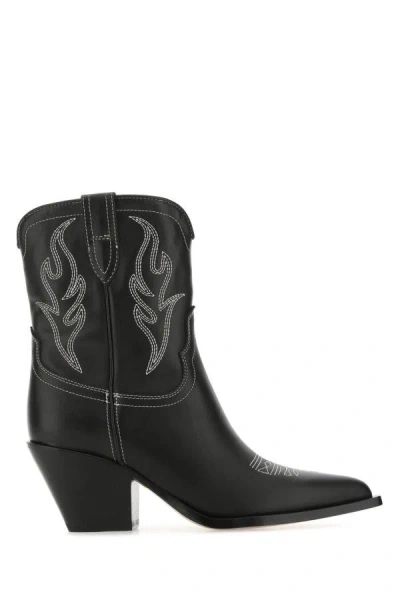 SONORA SONORA WOMAN BLACK LEATHER PERLA ANKLE BOOTS