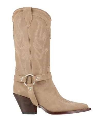 Sonora Woman Boot Beige Size 9 Leather In Animal Print