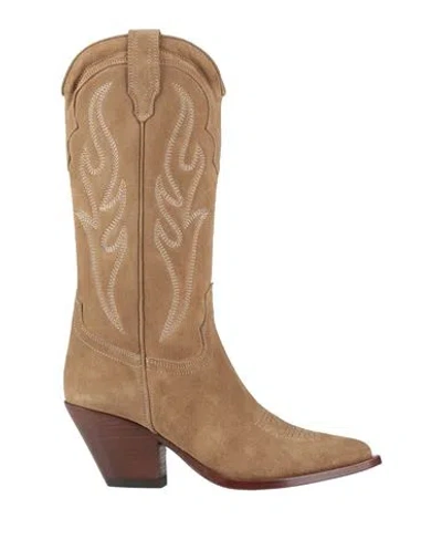 Sonora Woman Boot Camel Size 8 Leather In Beige