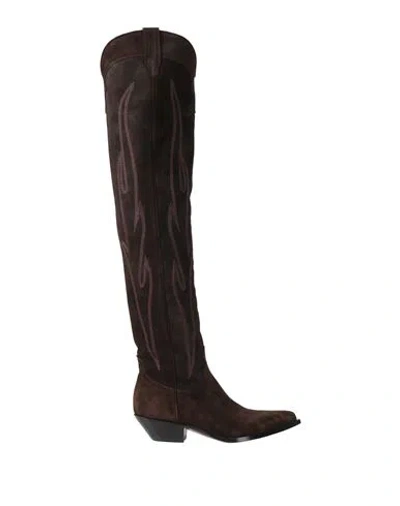 Sonora Woman Boot Dark Brown Size 8 Leather In Brown Suede