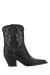 Sonora Embroidered Leather Ankle Boots With Pointed Toe In Black