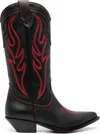 Sonora Embroidered Suede Western Boots In Black