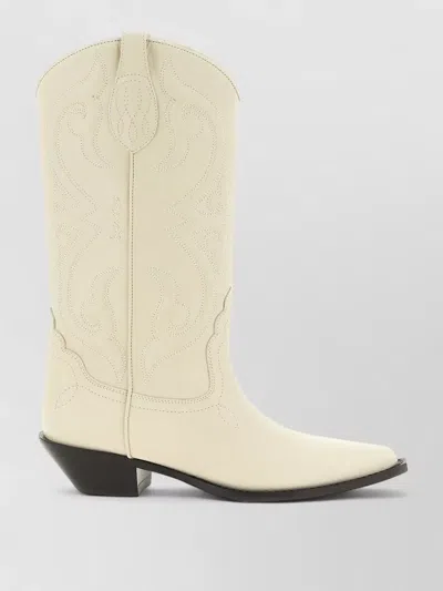 Sonora Yuma Boots Embroidered Western Mid Calf Pointed In Neutral