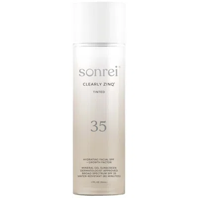 Sonrei Clearly Zinq Tinted Hydrating Facial Spf 35 + Growth Factor Mineral Gel Sunscreen 50ml In Transparent